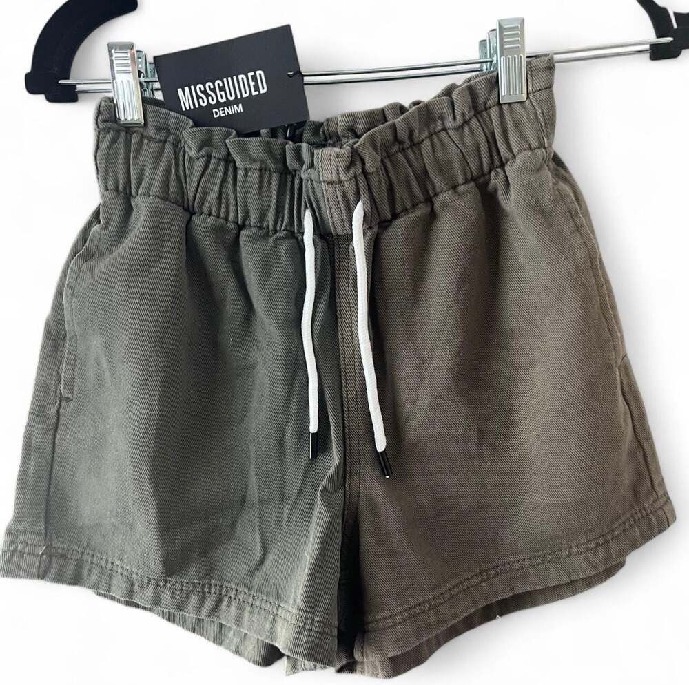 Missguided Varsity Khaki Splice Drawstring Boxer Shorts